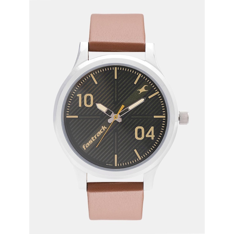 Fastrack Men Olive Green & Black Analogue Watch 38051SL02