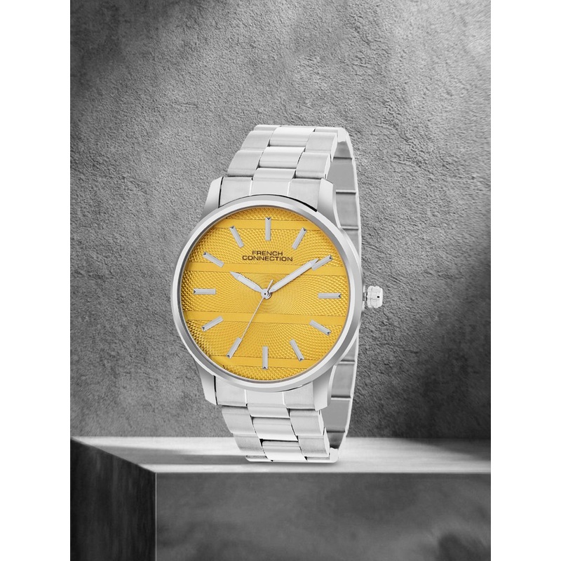 French Connection Men Embellished Dial & Stainless Steel Bracelet Style Straps Analogue Watch FCN091YSM
