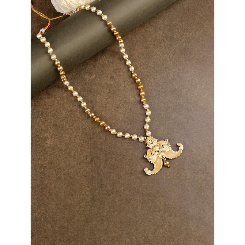 JIYANSHI FASHION Men Gold-Plated Artificial Stones Studded And Beaded Layered Necklace