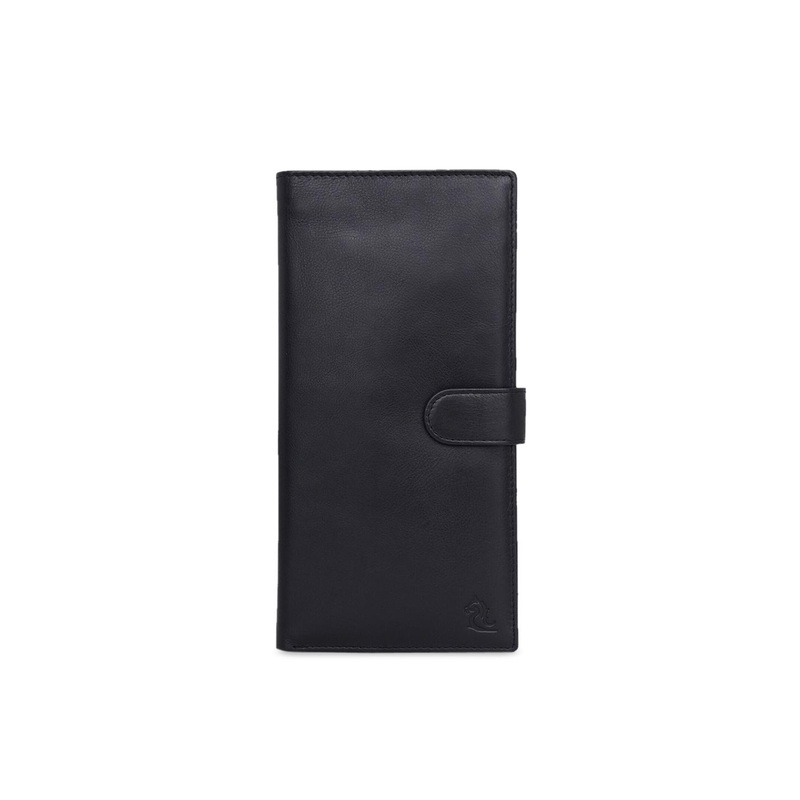 Kara Unisex Black Solid Leather Two-Fold Wallet