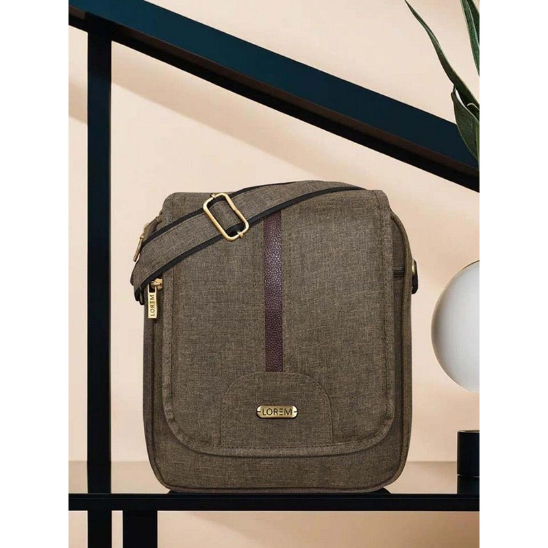 LOREM Men Oversized Structured Sling Bag with Tasselled