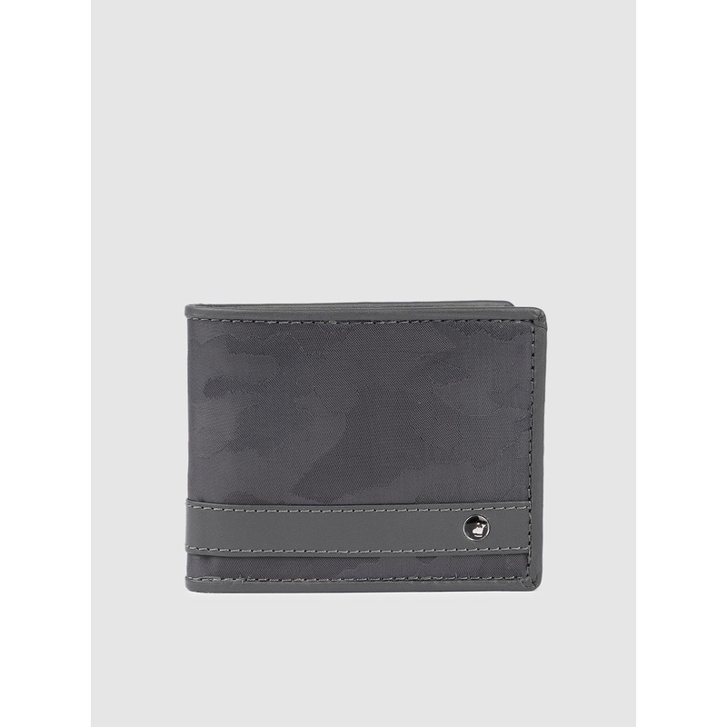 Louis Philippe Sport Men Camouflage Printed Applique Leather Two Fold Wallet