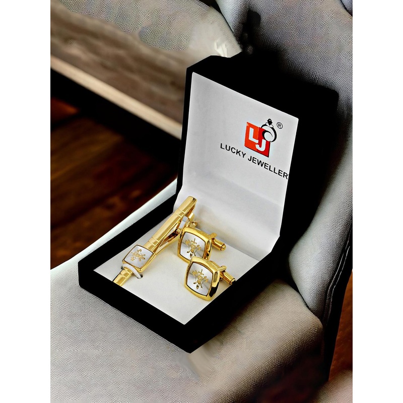 LUCKY JEWELLERY Geometric Gold Plated Cufflink