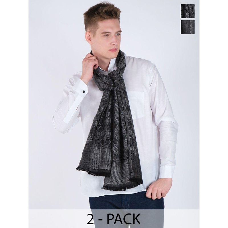 Mast & Harbour Unisex Pack Of 2 Self Design Woollen Scarf