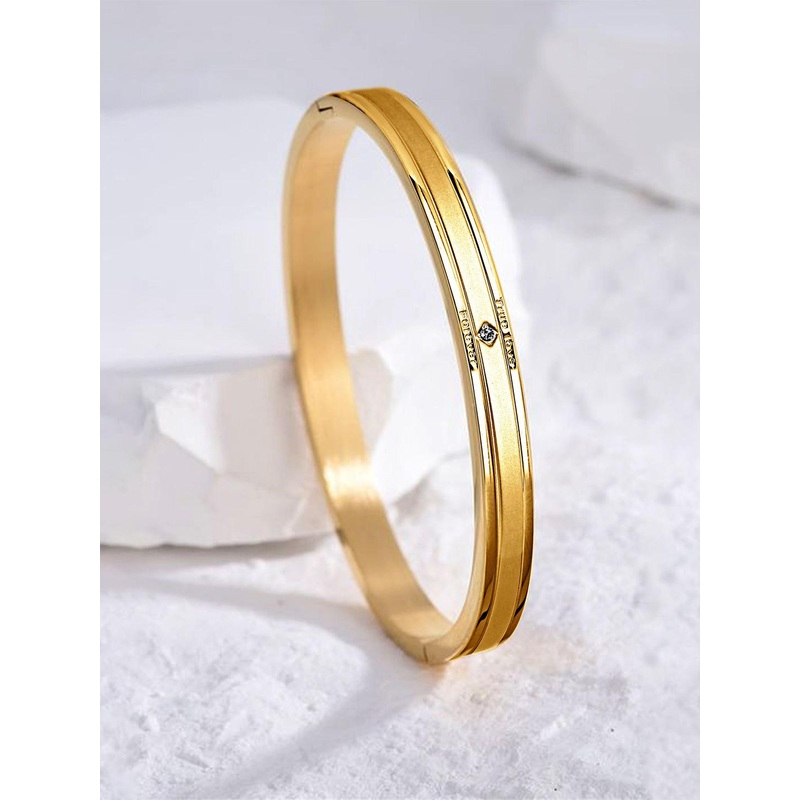 MEENAZ Men Gold Plated Stainless Steel Kada Bracelet