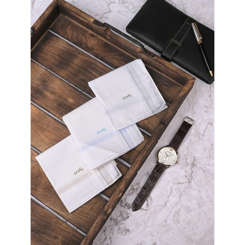 One8 Men Pack Of 6 Logo Printed Cotton Anti Bacterial Handkerchiefs