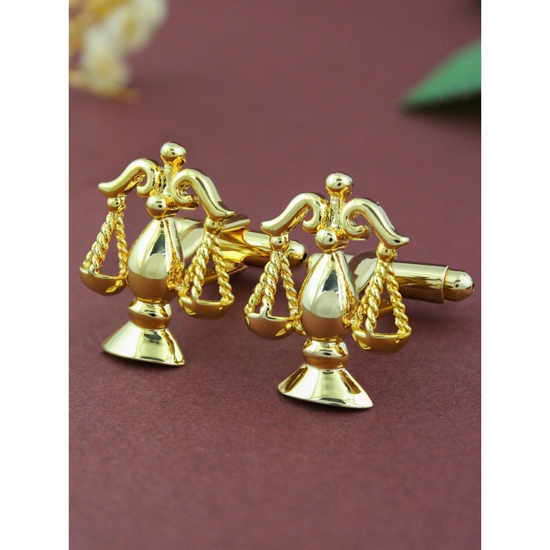 PELUCHE Men Gold-Toned Symbol Cufflink