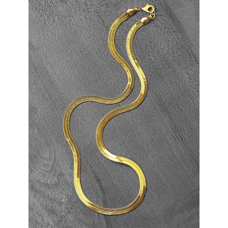 Peora Men Gold-Plated Stainless Steel Herringbone Chain Stylish Minimal Chain