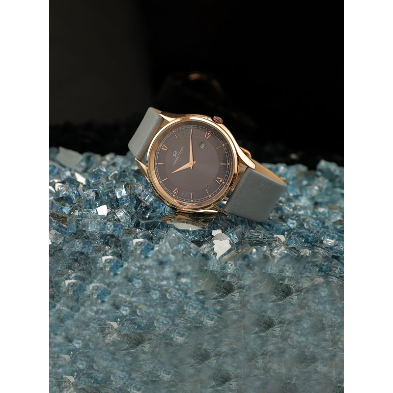 SWADESI STUFF Men Leather Straps Analogue Watch SF0522 GREY