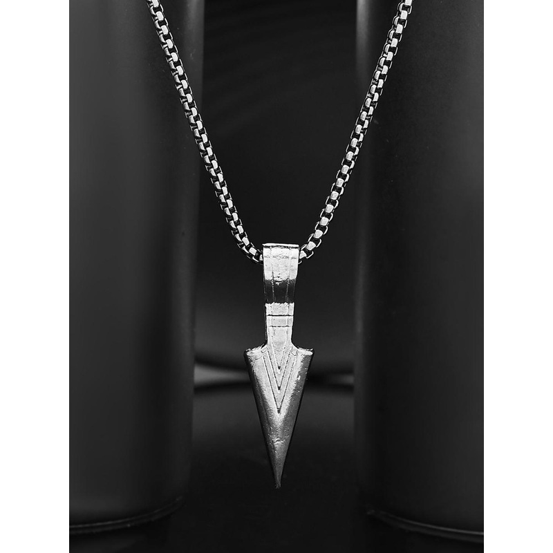 Voylla Men Rhodium-Plated Eclipse Stylish Statement Pendant With Chain
