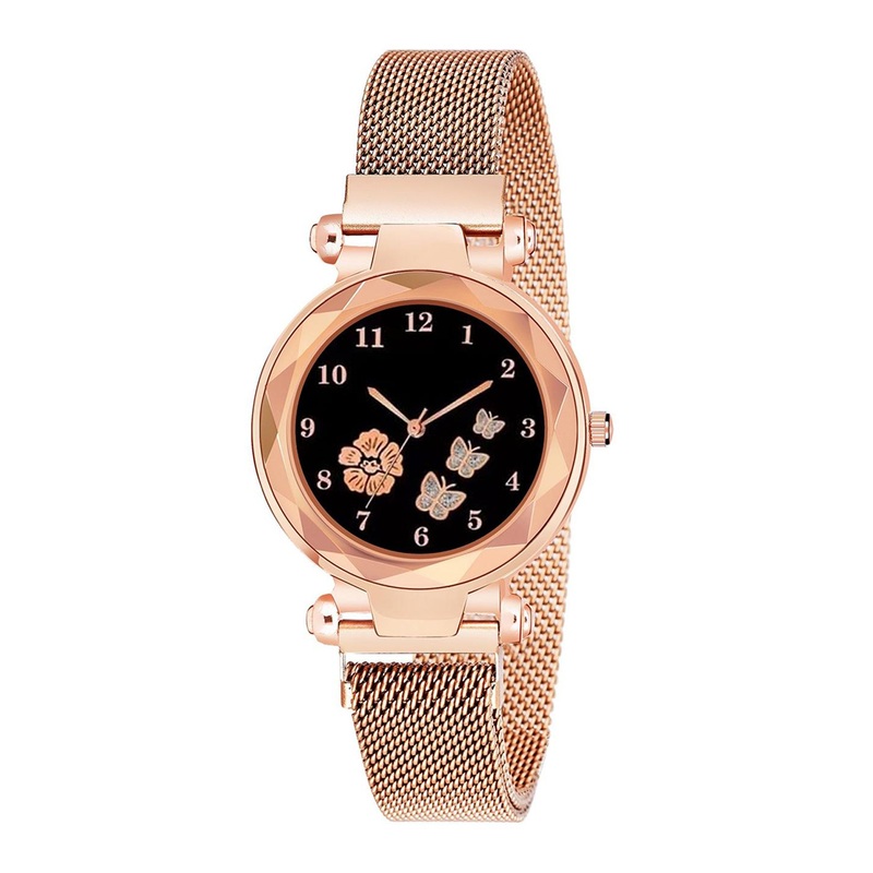 CERO Unisex Embellished Dial & Stainless Steel Straps Analogue Watch FBF-Magnet-Gold