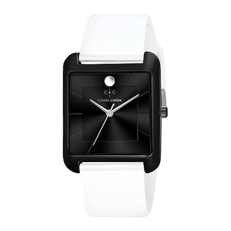 CHARLIEKEEN Men Brass Dial & Straps Analogue Watch CC-GSQ008-BLK-WHT