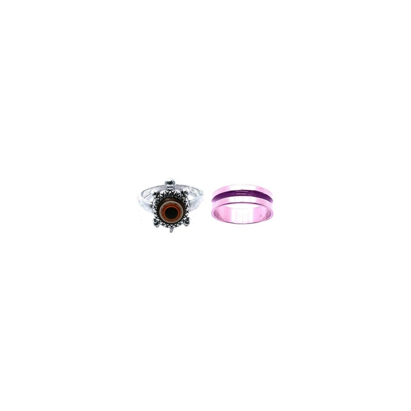 Dynamic Retail Global Set of 2 Rings for Men & Women, Red-Purple Alloy Ring ()