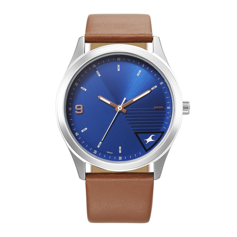 Fastrack Men Brass Dial & Leather Straps Analogue Watch 3317SL01