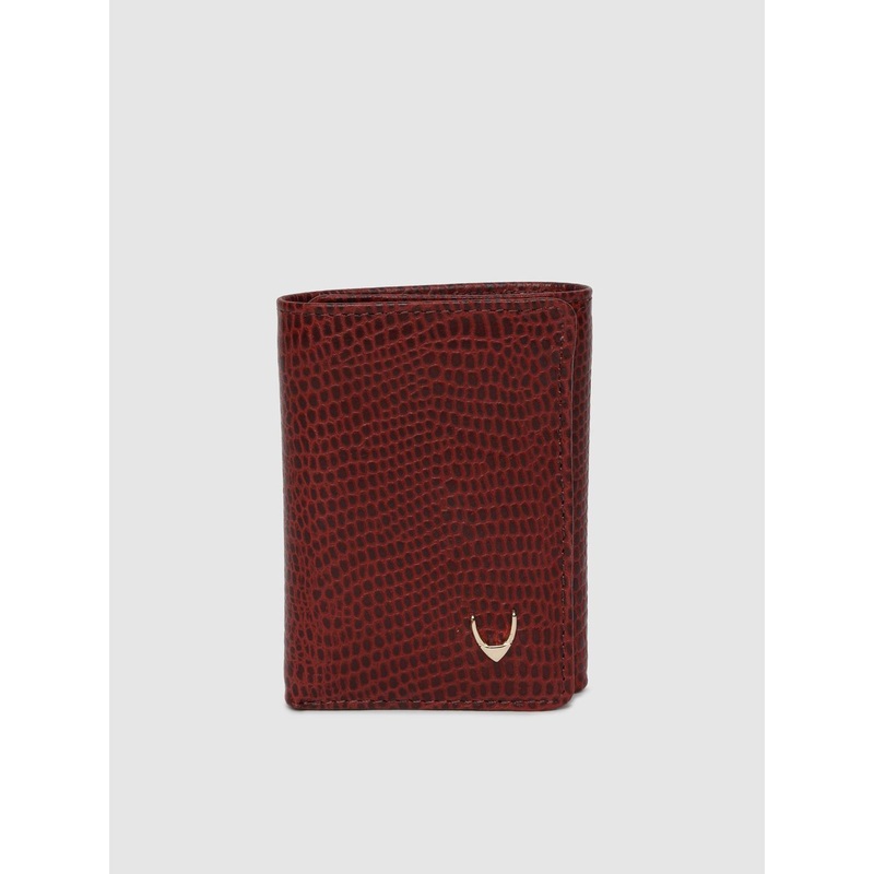Hidesign Men Red Snakeskin Textured Three Fold Leather Wallet