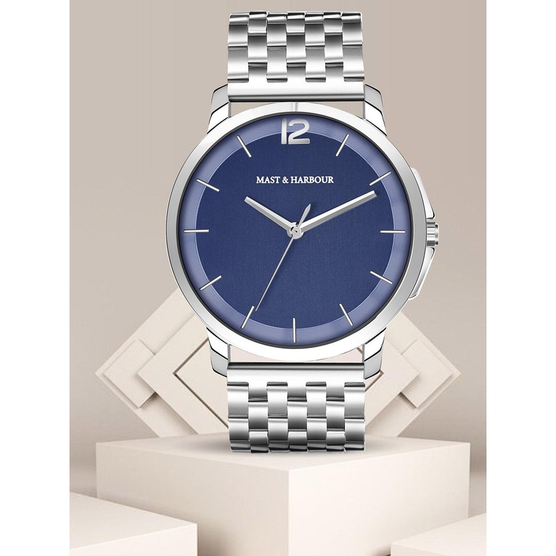 Mast & Harbour Men Blue Textured Dial & Stainless Steel Straps Analogue Watch MH-4706-Blue