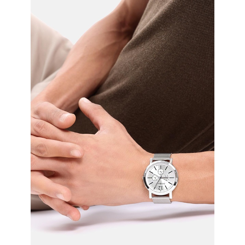 Mast & Harbour Unisex Brass Dial & Stainless Steel Straps Analogue Multi Function Watch