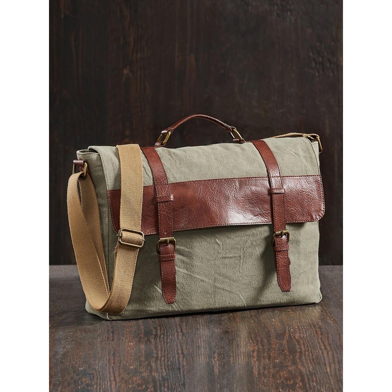 Mona B Unisex Green Messenger Laptop Bag