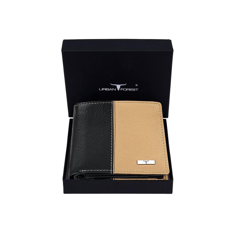 URBAN FOREST Men Colourblocked Leather Two Fold Wallet