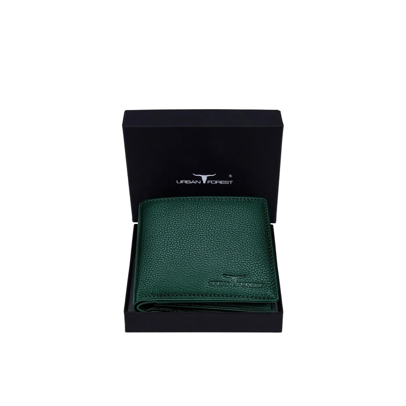 URBAN FOREST Men Green Leather Two Fold Wallet