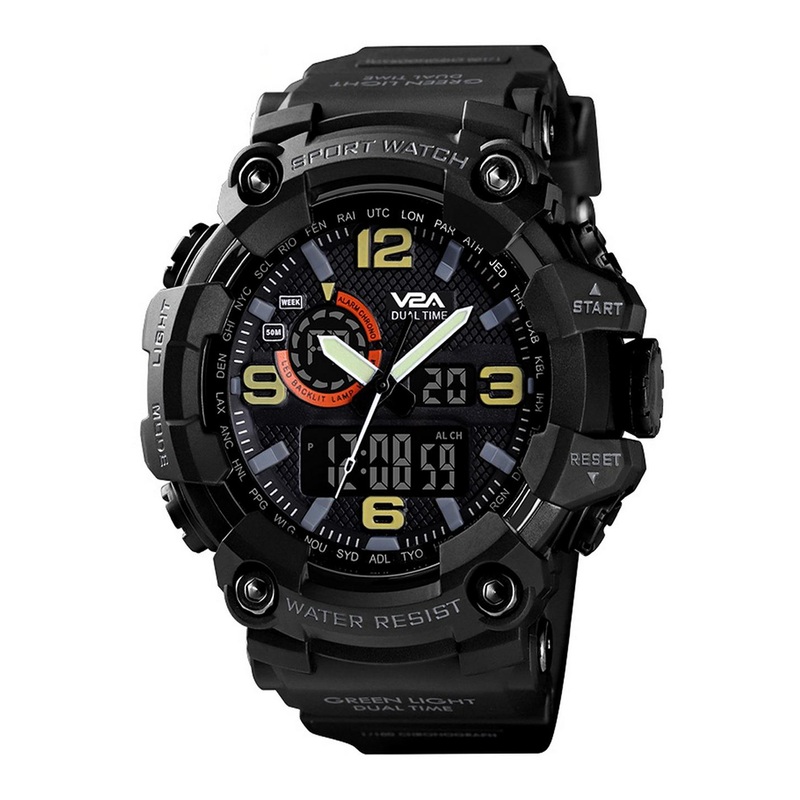 V2A Men Black Dial & Straps Analogue and Digital Multi Function Watch V2A-1520
