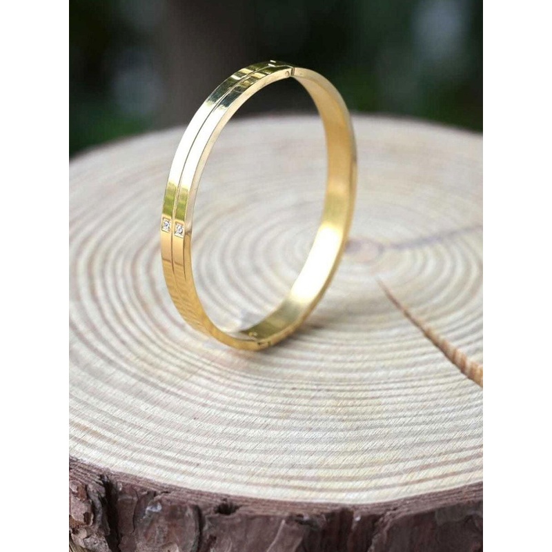 WATCHSTAR Unisex Enamelled Gold-Plated Stainless Steel Kada Bracelet