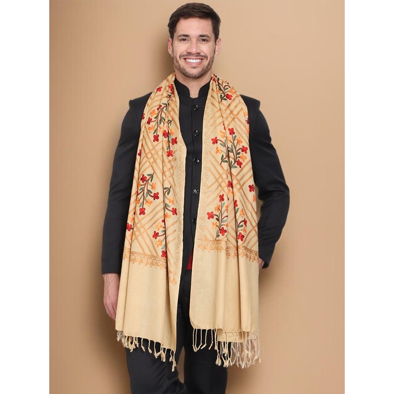 WEAVERS VILLA Men Aari Embroidered Winter Shawl