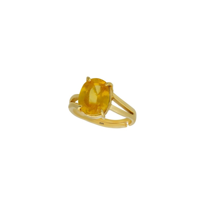 3.25 Ratti Pukhraj Yellow Sapphire Adjustable Ring With Lab Certificate