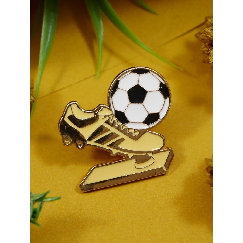 ADORN Unisex Football Shoe & Ball Enamel Statement Lapel Pin Brooch