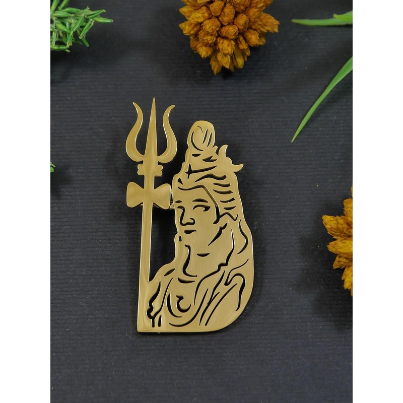 ADORN Unisex Stainless Steel Lord Shiva Trishul Shaped Minimal Brooch