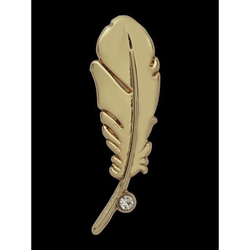 Curren Men Gold-Toned Plated Feather Leaf Lapel Tie Pin Shirt Brooch