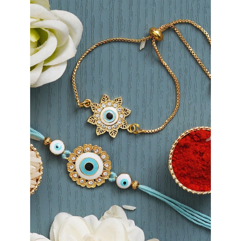 eCraftIndia Set of 2 Floral & Designer Rakhi Gift Set