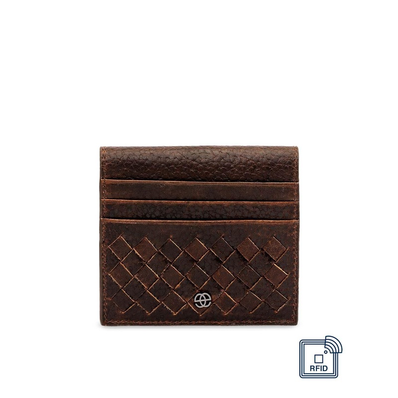 Eske Men Brown Textured Card Leather Holder