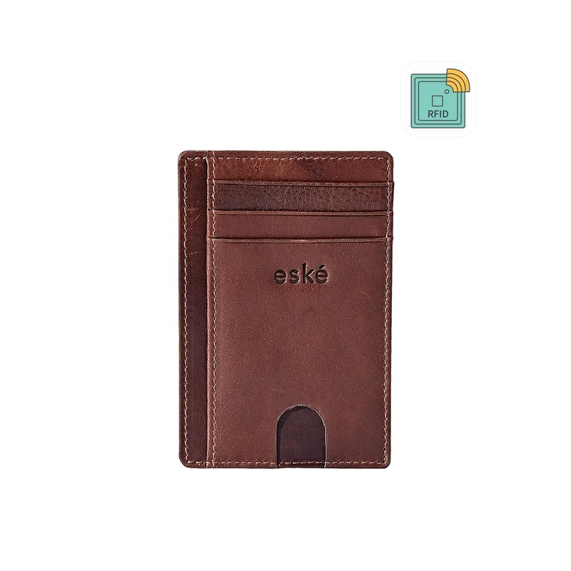 Eske Men Tan Leather Card Holder