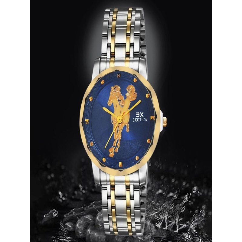 EXOTICA Men Brass Embellished Dial & Stainless Steel Straps Analogue Watch EX-6099-TT-Blue