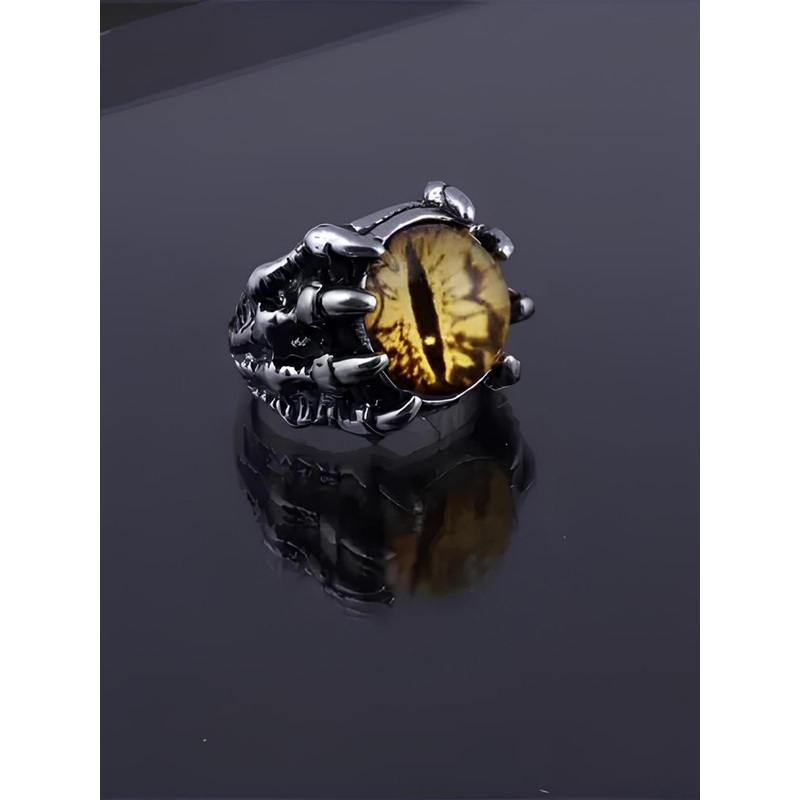 KARISHMA KREATIONS Stainless Steel Evil Eye Stone Studded Adjustable Finger Ring