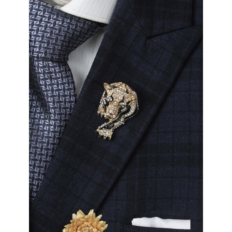 Kavove Gold-Toned Plated Regal Protector Lion Brooch