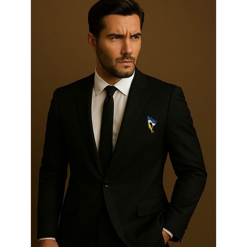 Leonardi Men Statement Artificial Stones Studded Tulip Brooch