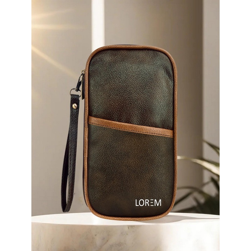 LOREM Unisex Brown Textured Passport Holder
