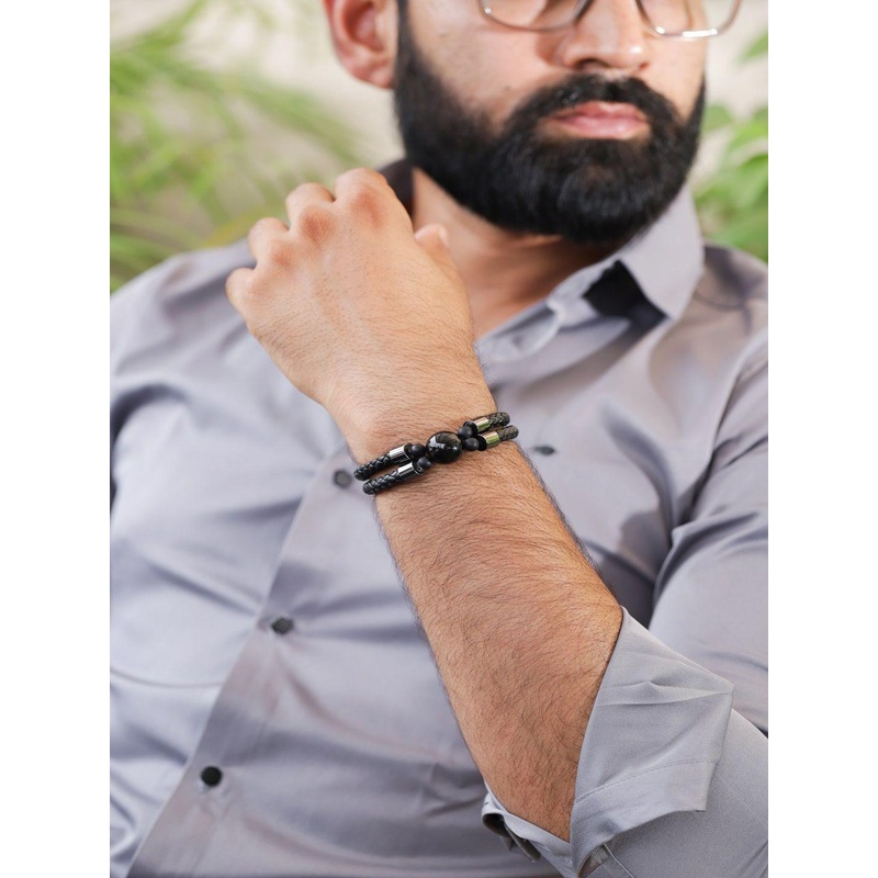 Nirvana Men Onyx Wraparound Bracelet