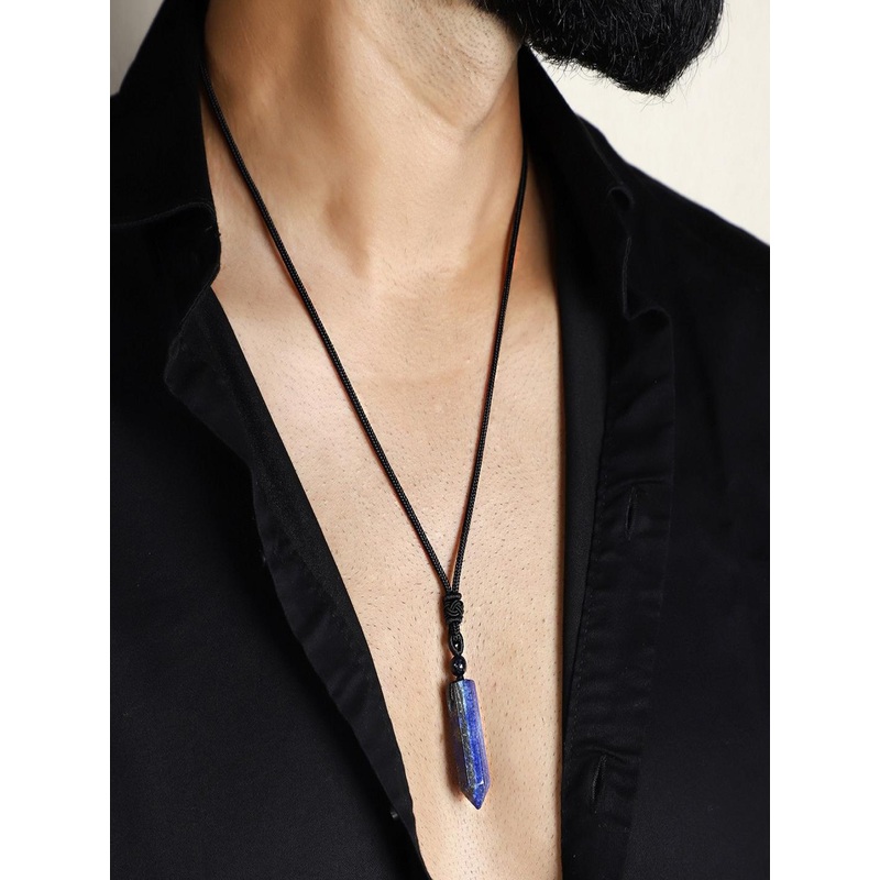 Nirvana Stainless Steel Geometric Lapis Lazuli Pendant