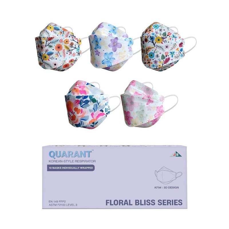 QUARANT Pack of 10 Floral Print 4-Ply Designer KF94 Face Masks