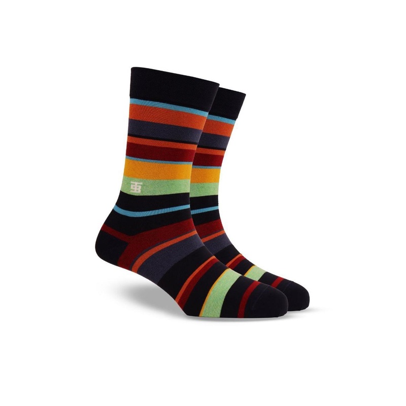 SockSoho Urban Lights Edition Men Striped Calf Length Socks