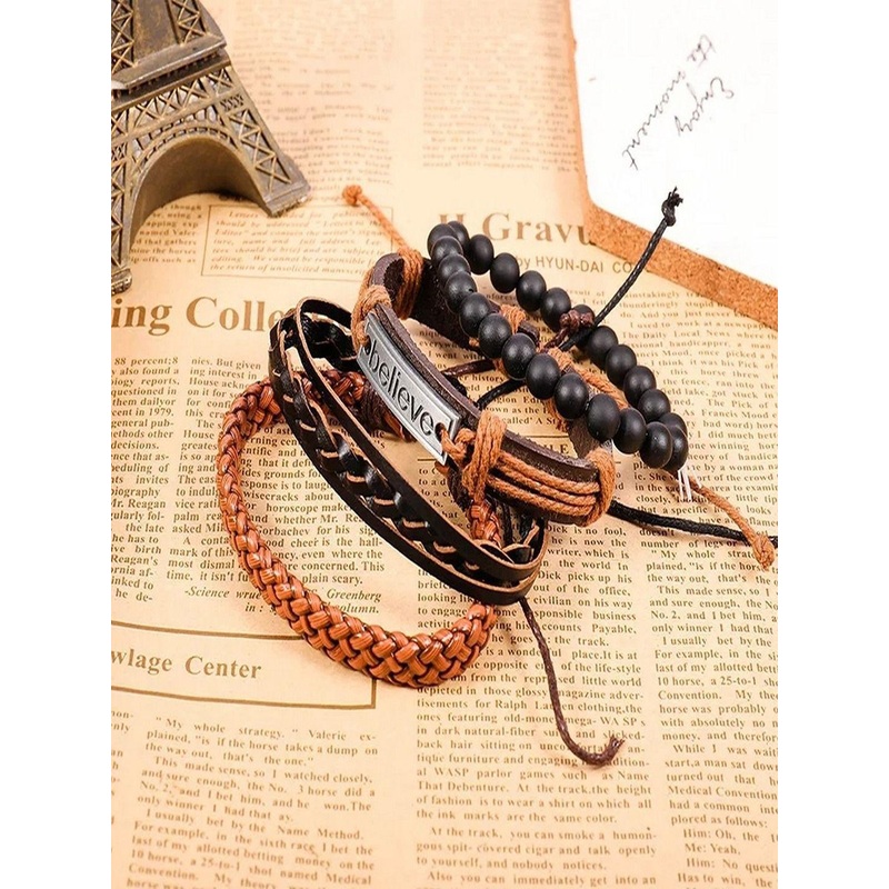 The Roadster Set Of 4 Men Wraparound Bracelet