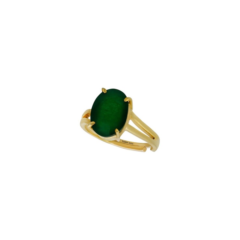 Todani Jems Unisex Panna Emerald Gold-Plated Adjustable Ring