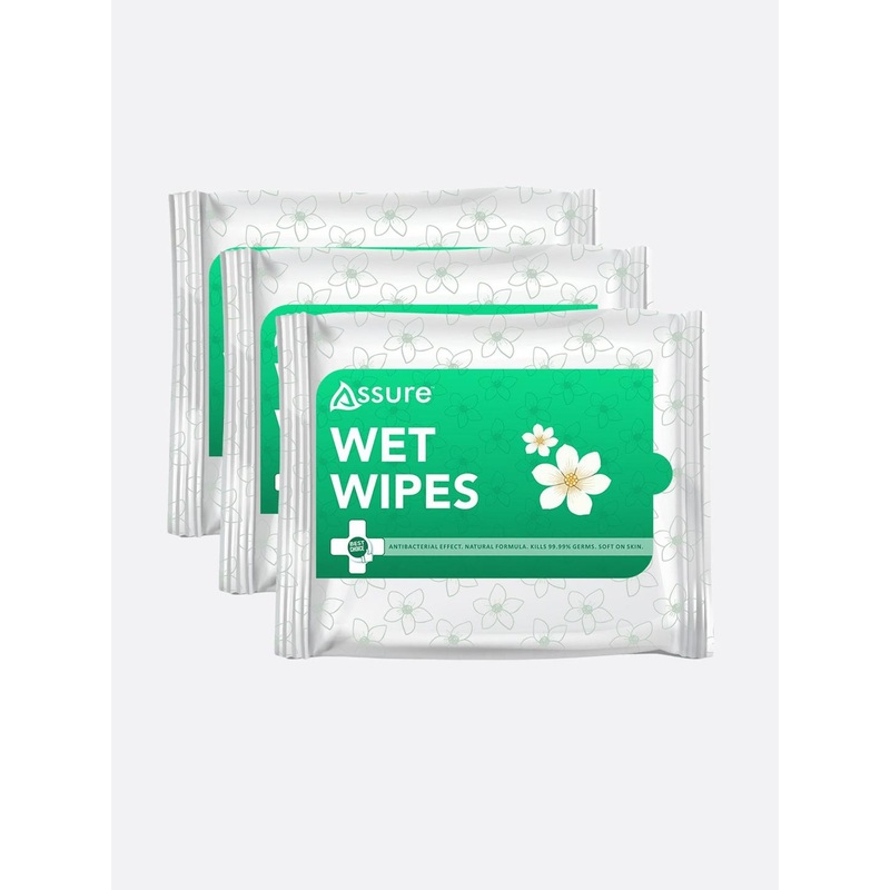 Assure Set Of 3 Fresh Active Wet Wipes With Aloevera For Hydration – 30 Pcs Each