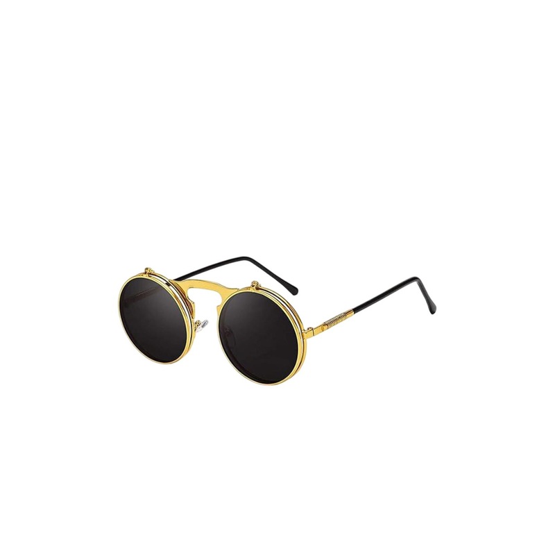 AUGEN Unisex Black Lens & Gold-Toned Round Sunglasses with