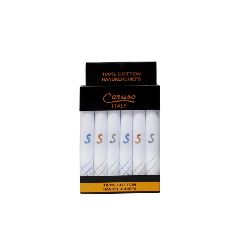 Caruso ITALY Pack Of 6 Printed Pure Cotton Moisture Absorbant  Handkerchiefs