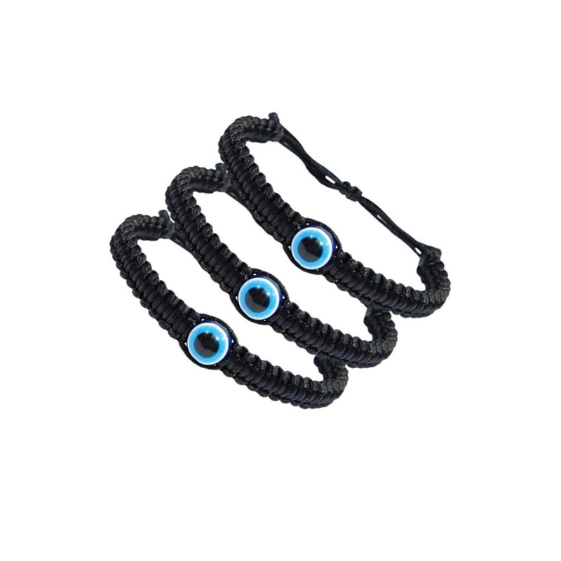 Divine souvenirs Unisex Set Of 3 Evil Eye Artificial Beaded Wraparound Bracelets