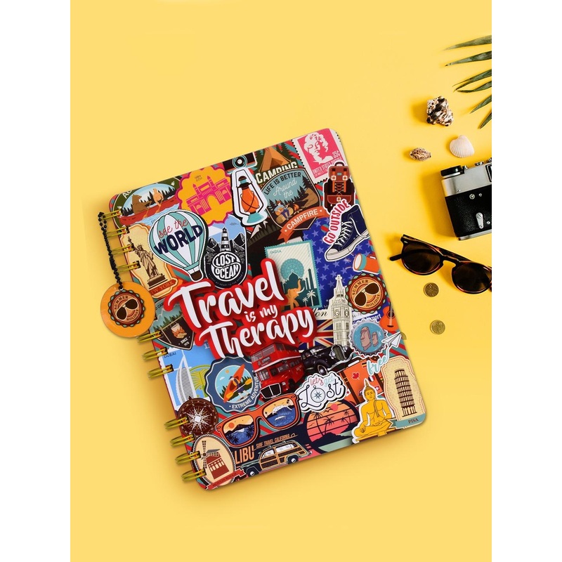 Doodle Multi Coloured Printed Travel Tales Ruled Notebook